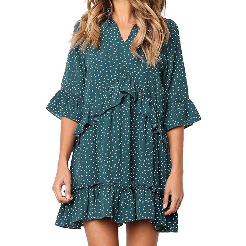 MITILLY women’s v neck polka dot dress